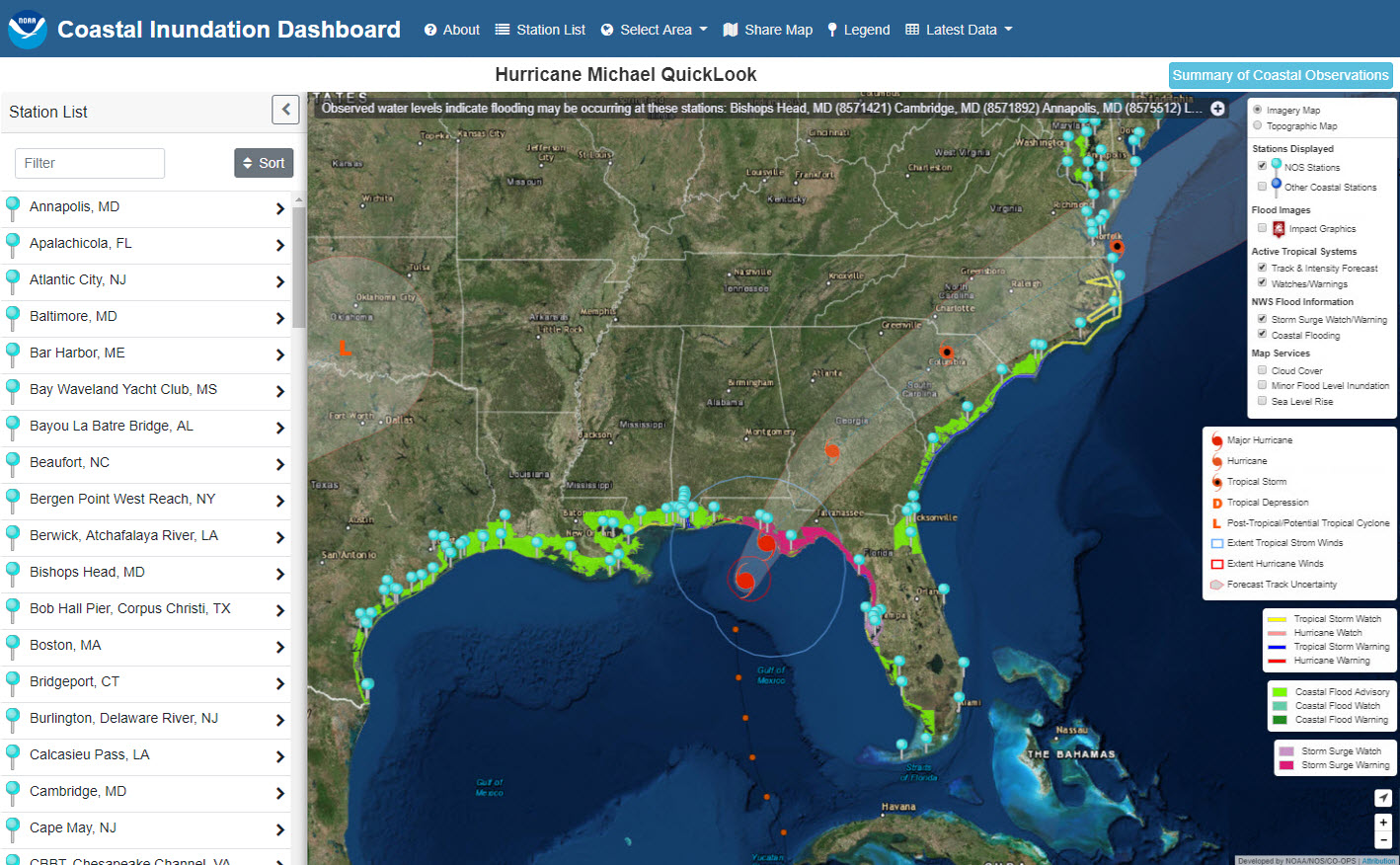 Example of Inundation Dashboard Storm Report