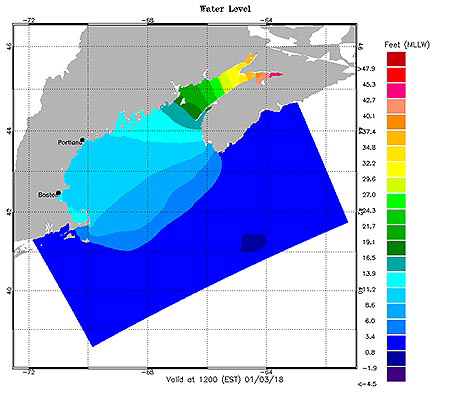 Gulf of Maine OFS Water Level Map Plot