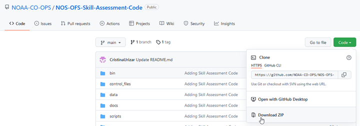 image saying click on the green code box to open a submenu that lets you get a zip file